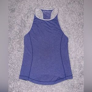 Lululemon Time to Sweat Tank Top Size 6 High Neck Run Heathered Moroccan Blue